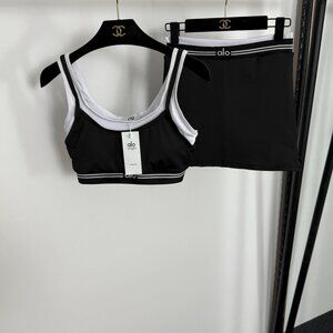 ALO High-Elasticity Fitness Short Yoga Set, Slimming and Butt-Lifting Skirt-Pant